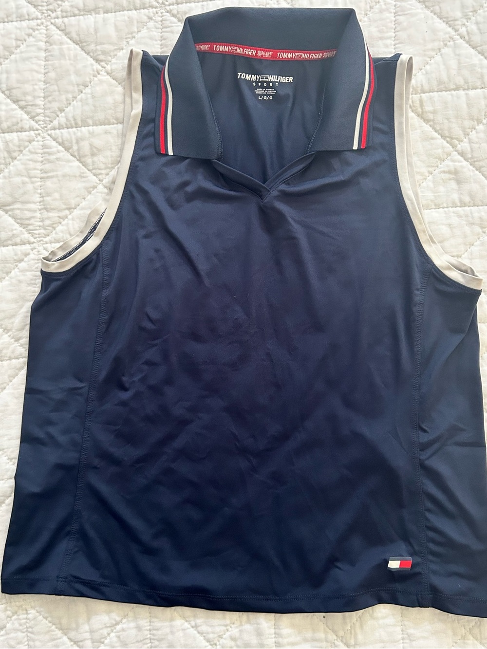 Tommy Hilfiger Woman’s Navy Sleeveless Polo with Flag Accent